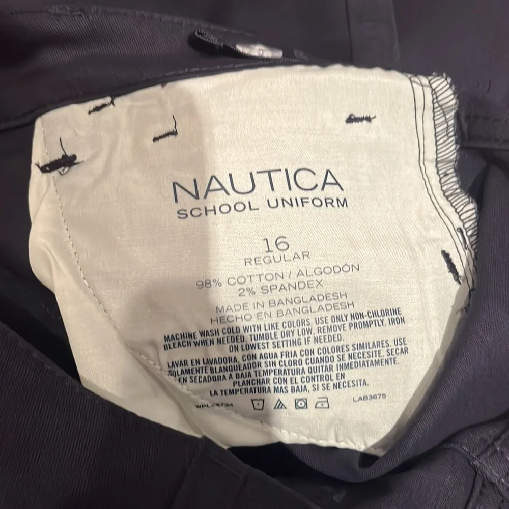 NWT Nautica Boy’s Navy School Uniform Pants Size 16 Regular Adjustable Waist